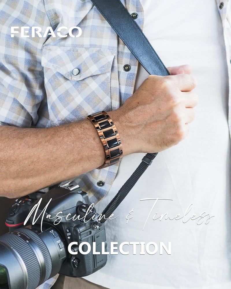 Feraco Copper Bracelet for Men 3X Strength,Magnetic Therapy Bracelet Copper Jewelry with Powerful 3800 Gauss Magnets - Image 4